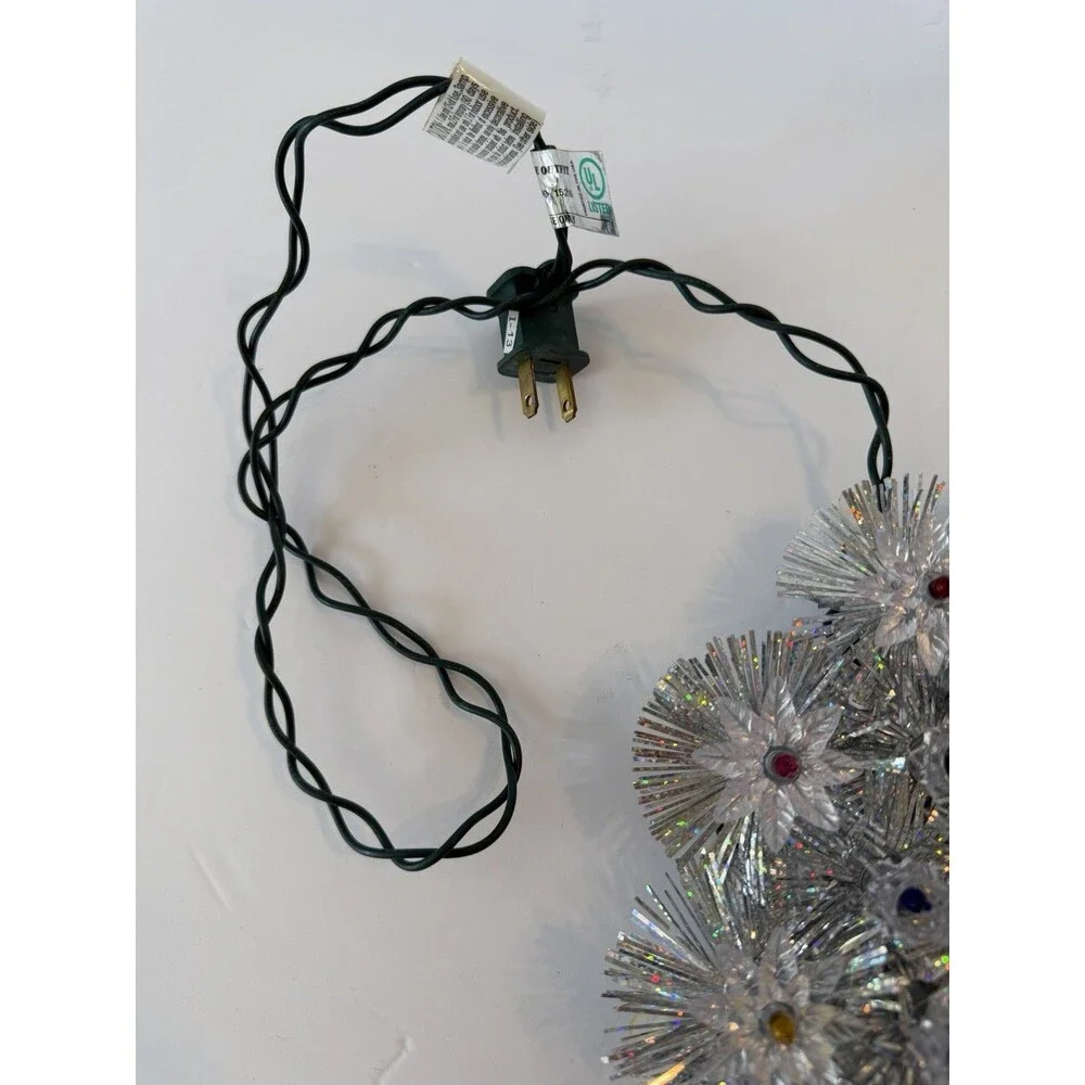 Vintage Lighted Round Tree Topper Tinsel Reflectors Floral Adler Christmas 8
